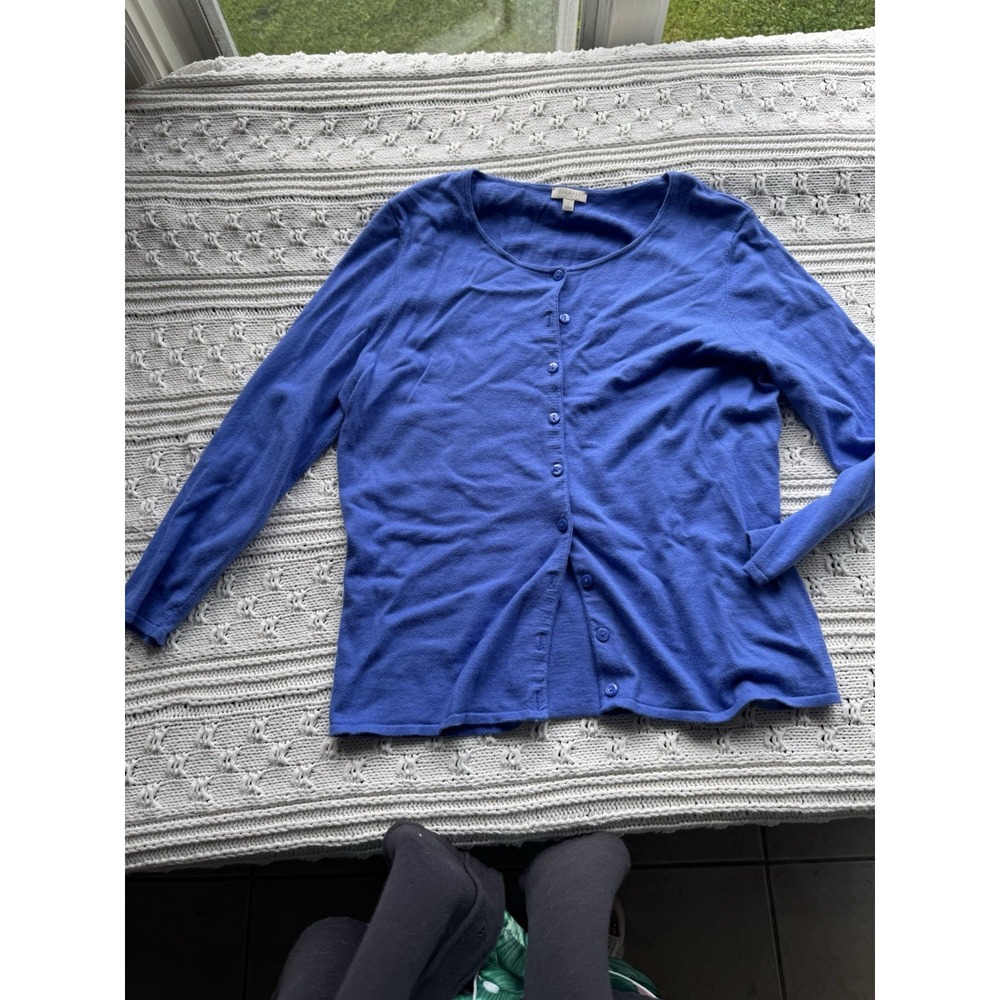 028 Periwinkle Blue Talbots Cardigan Sweater Size Large Great Condition